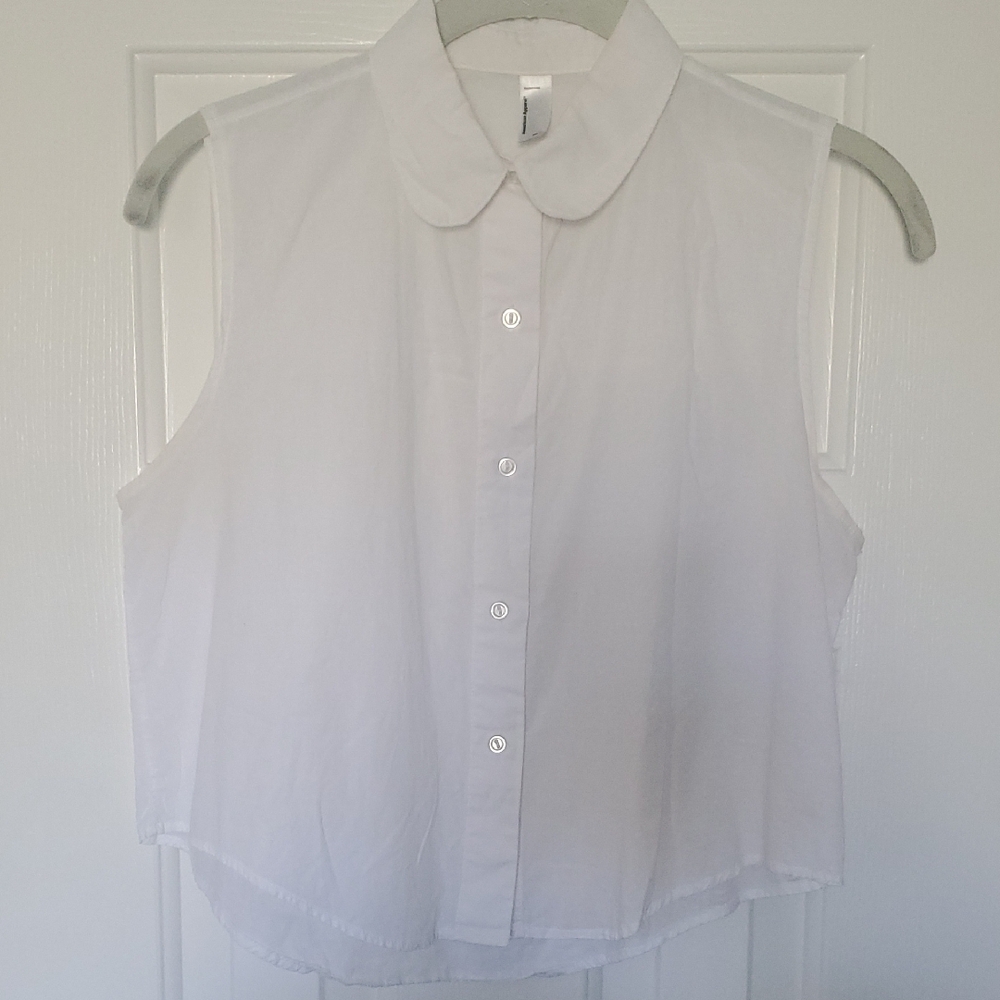 American Apparel White Collared Top